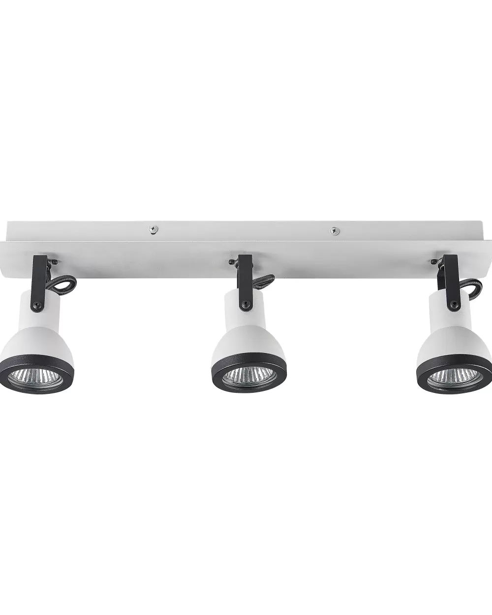 Lampadario Beliani a 3 luci sospeso | Struttura in ferro con finitura bicolore bianco/nero | Design industriale moderno per soggiorno o cucina