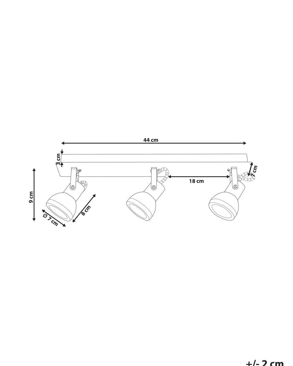 Lampadario Beliani a 3 luci sospeso | Struttura in ferro con finitura bicolore bianco/nero | Design industriale moderno per soggiorno o cucina