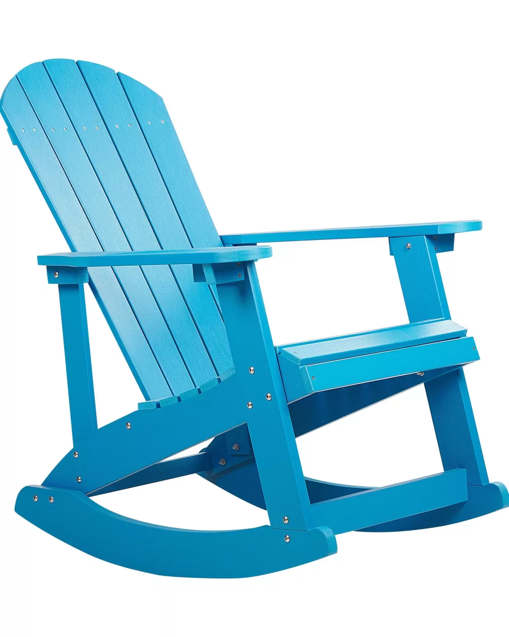 Beliani Sedia a Dondolo in Resina Sintetica Blu Scuro, Design Elegante Stile Adirondack per Esterni - Ideale per Giardino o Terrazza con Cuscini Coordinati