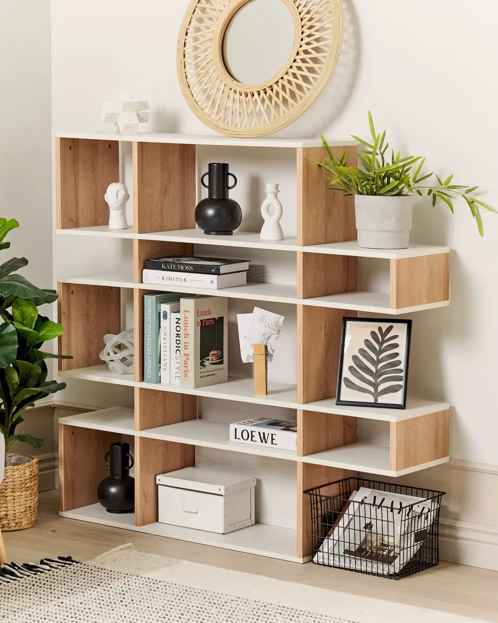 Beliani - Libreria Amarilo 10 Ripiani in Legno Chiaro e Bianco, Scontata per Te!