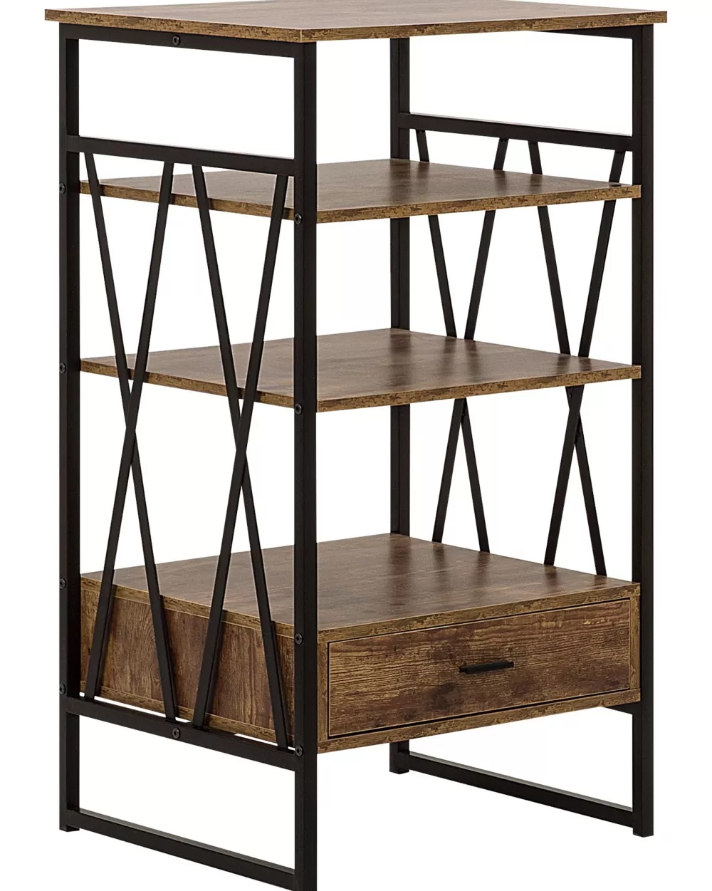 Beliani Libreria Moderna con 3 Ripiani e Cassetti - Scaffale in Legno Massello Scuro Design Keene