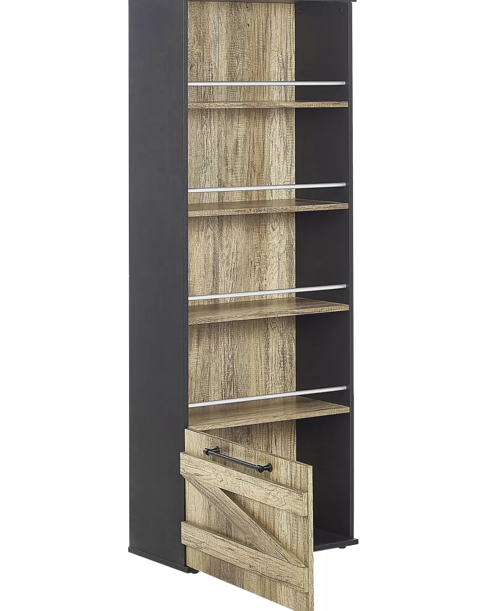 Libreria Beliani Moderna a 4 Ripiani, Mobile Contenitore in Legno Chiaro con Gambe in Metallo Nero - Design Funzionale per Organizzazione