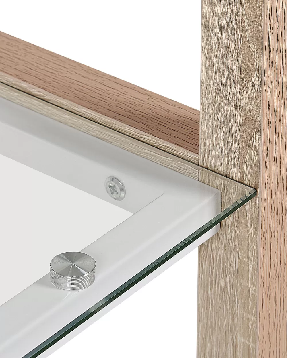 Libreria Beliani 4 Ripiani con Scaffalatura in Vetro - Design Elegante in Legno Bianco o Naturale, Ideale per Arredamento Moderno e Funzionale, Materiali Ecologici per la Casa