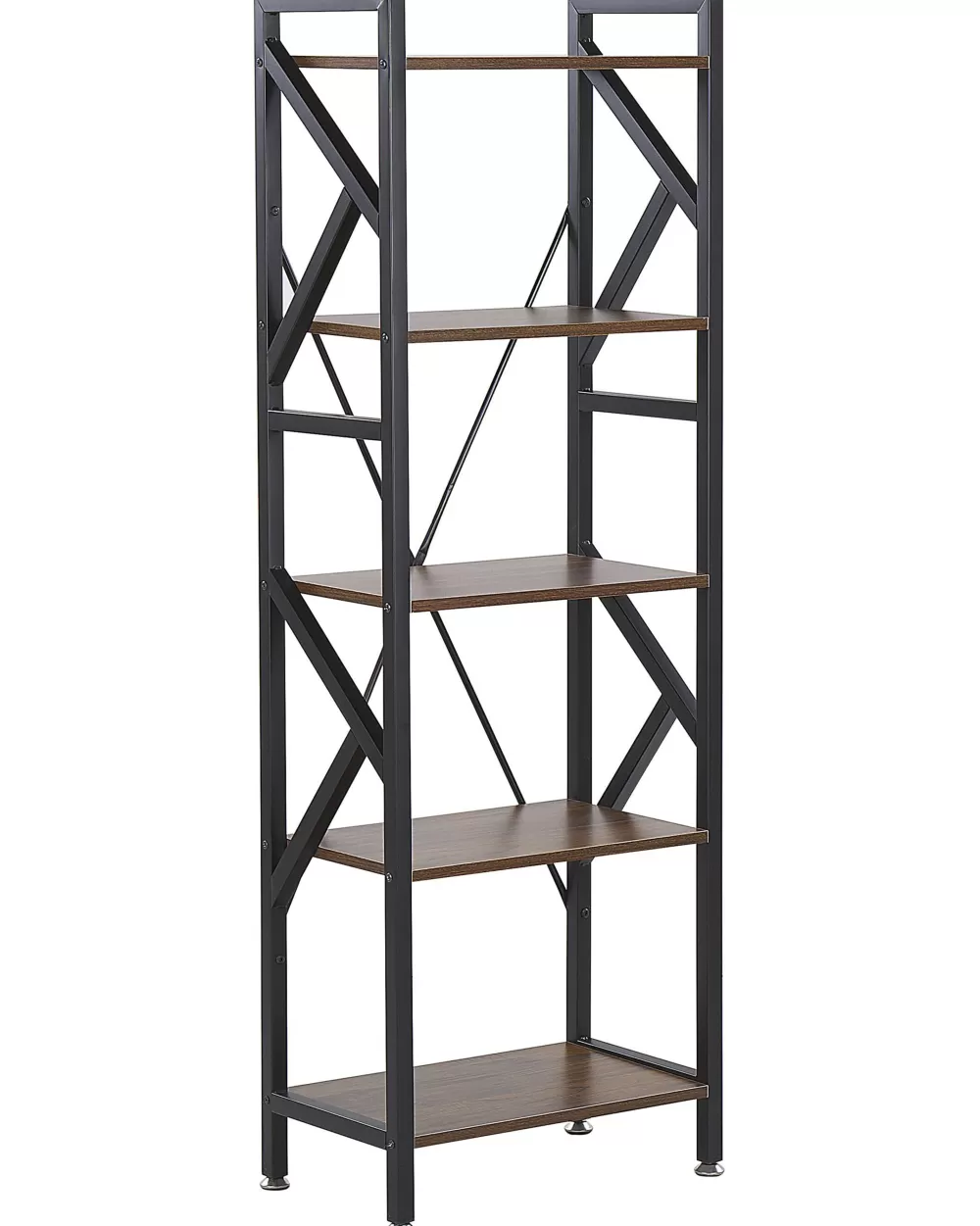 Libreria Beliani Moderna a 5 Ripiani in Legno Scuro con Finitura Opaca - Soluzione Elegante per Organizzare Libri e Oggetti, Perfetta per Arredare la Casa con Stile