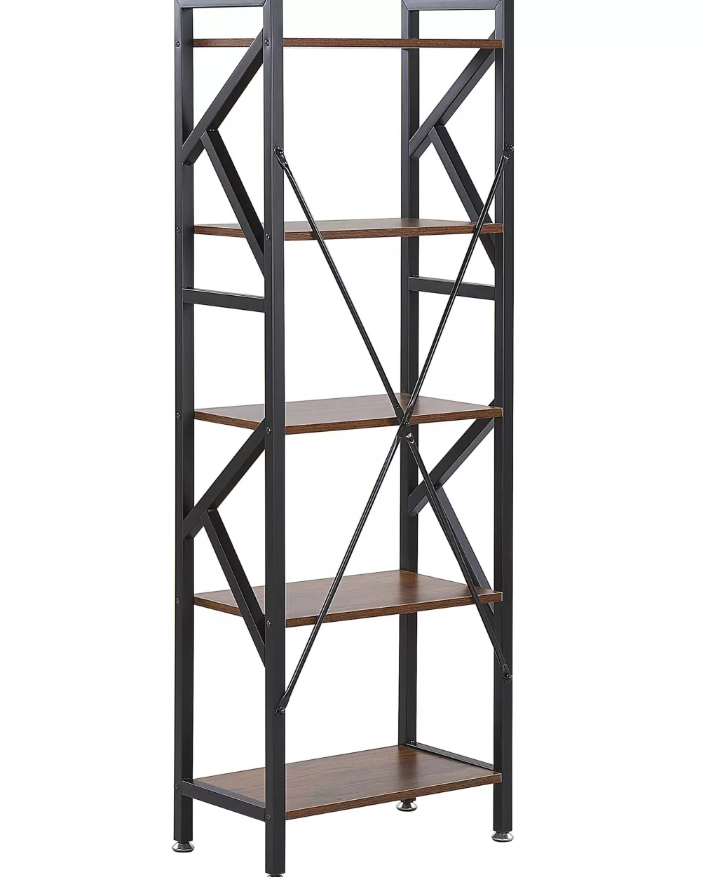 Libreria Beliani Moderna a 5 Ripiani in Legno Scuro con Finitura Opaca - Soluzione Elegante per Organizzare Libri e Oggetti, Perfetta per Arredare la Casa con Stile