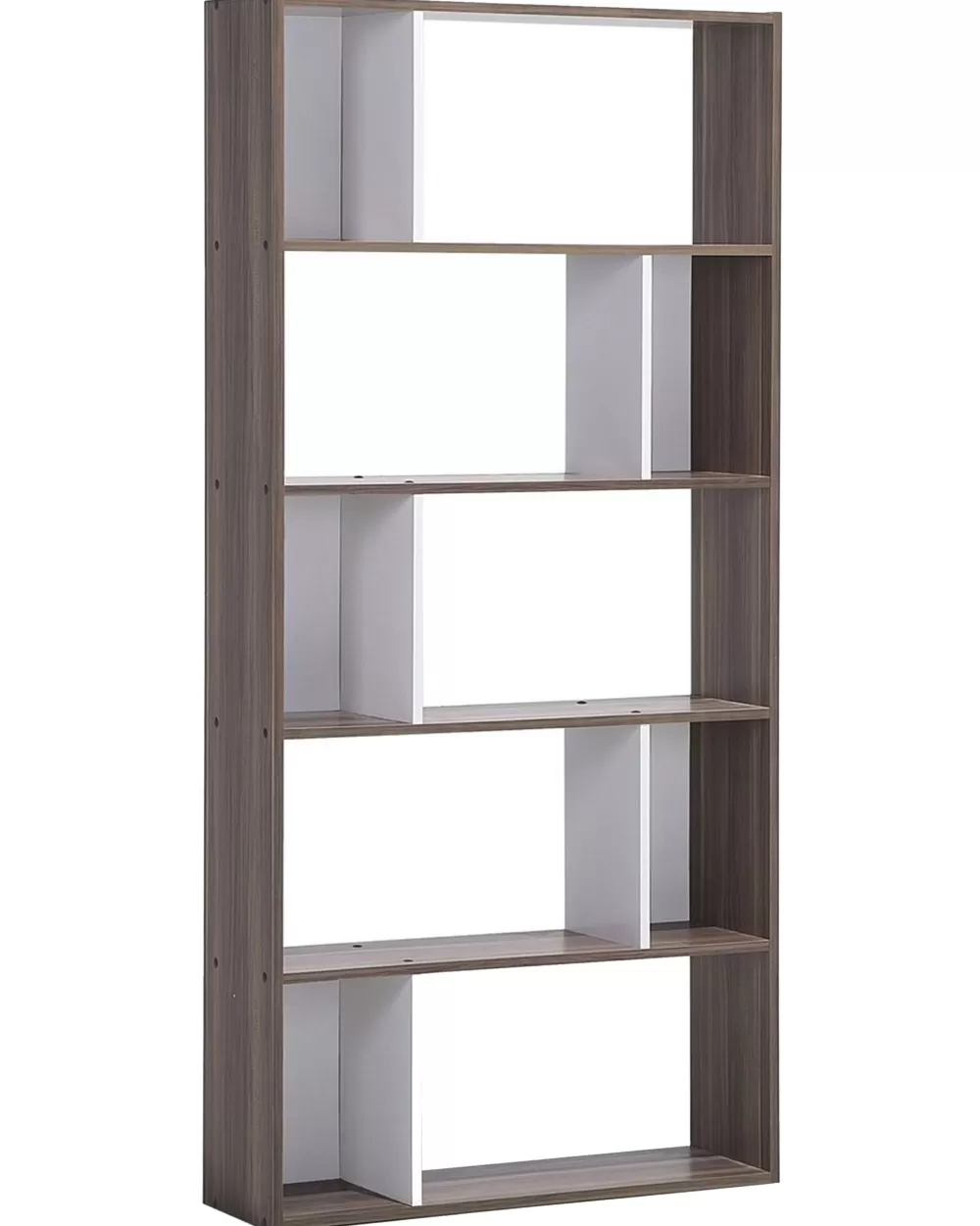 Beliani in offerta: Libreria moderna a 5 ripiani con struttura legno scuro e finiture bianche - perfetta per ambienti contemporanei