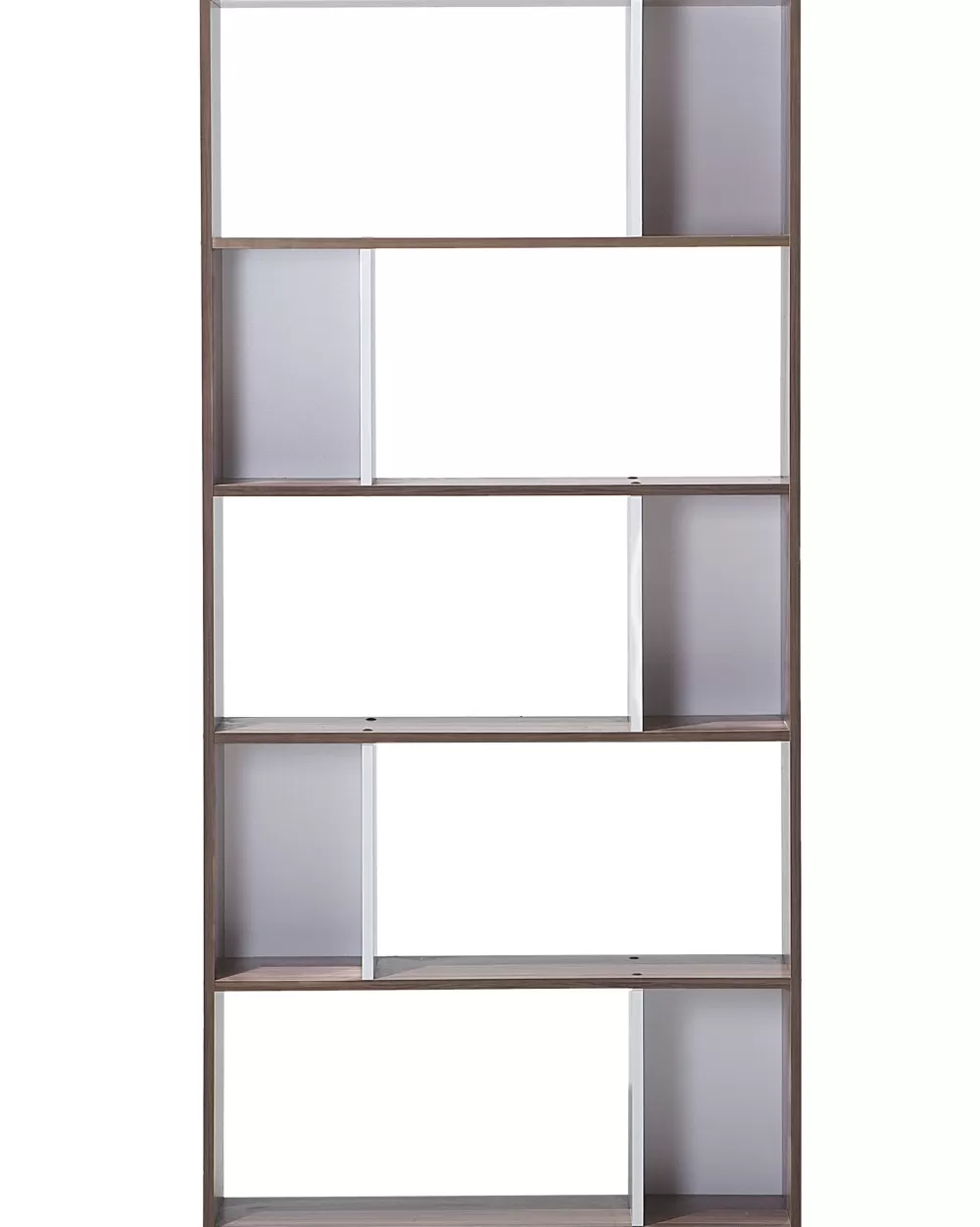 Beliani in offerta: Libreria moderna a 5 ripiani con struttura legno scuro e finiture bianche - perfetta per ambienti contemporanei