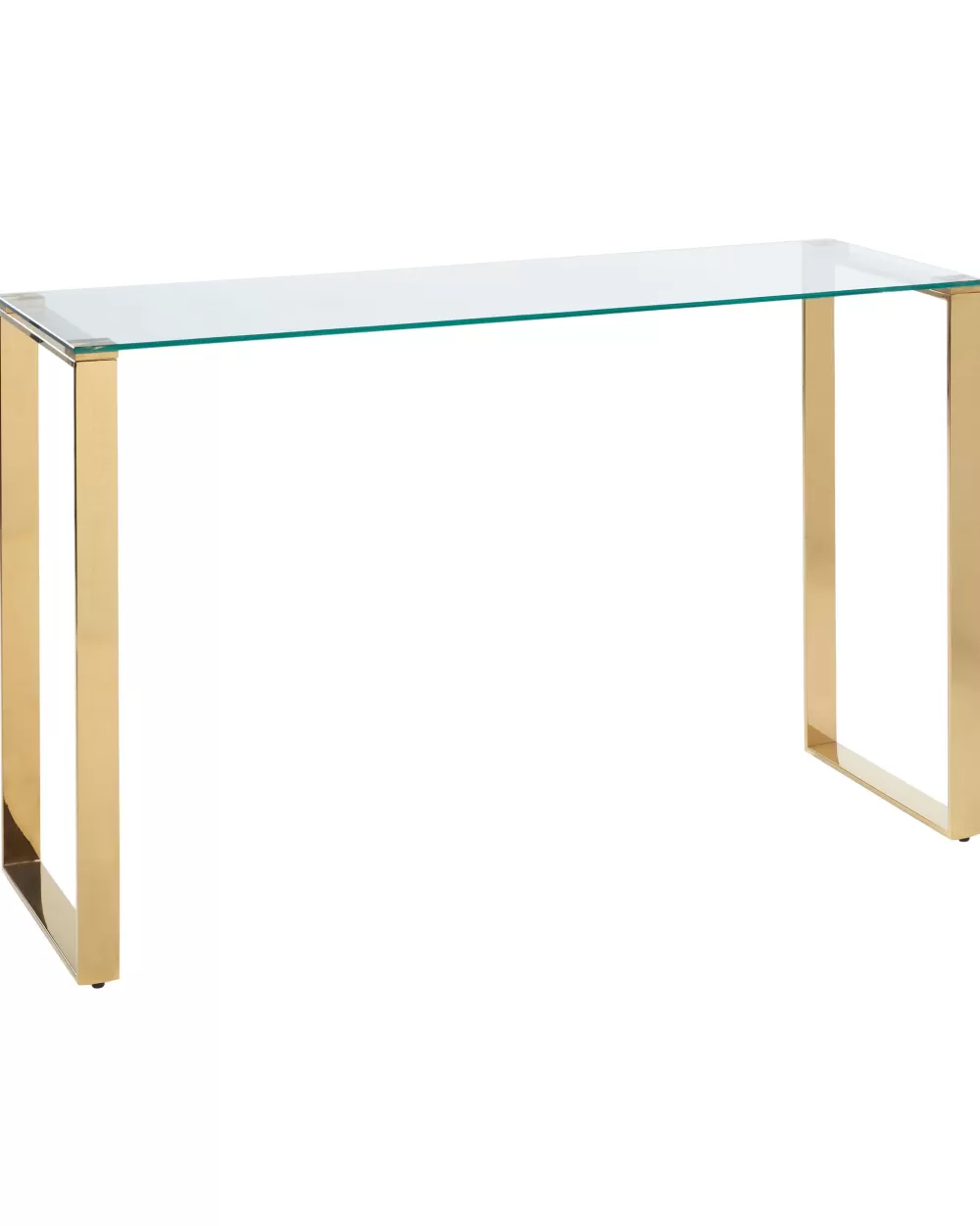 Elegante Tavolo Console con Piano in Vetro - Acciaio Inossidabile Dorato per Arredamento Moderno