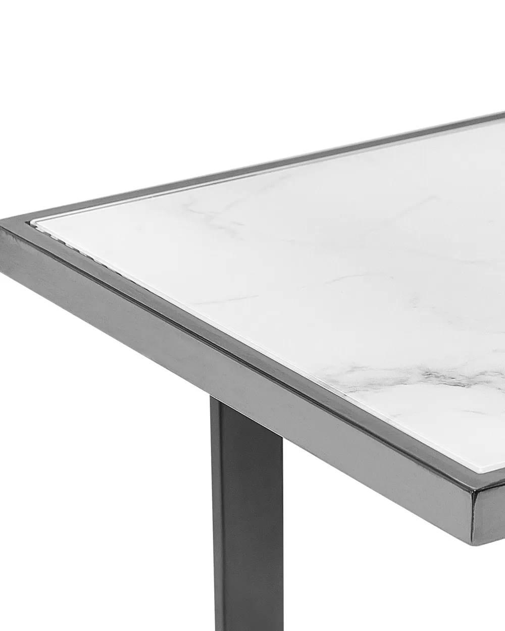 Elegante tavolo console Beliani in stile marmo bianco/argento - design lineare per interni moderni