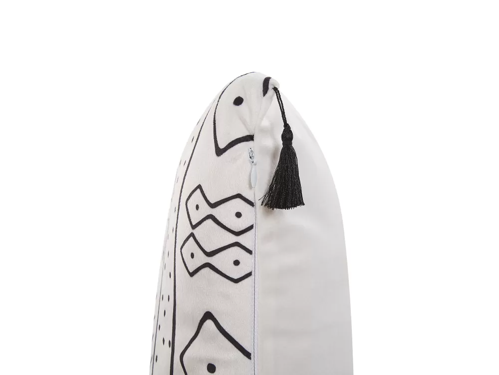 Cuscini Decorativi Eleganti Beliani - Set da 2, 30x50 cm, Schefflera in Tinta Unita Bianco e Nero, Stile Moderno