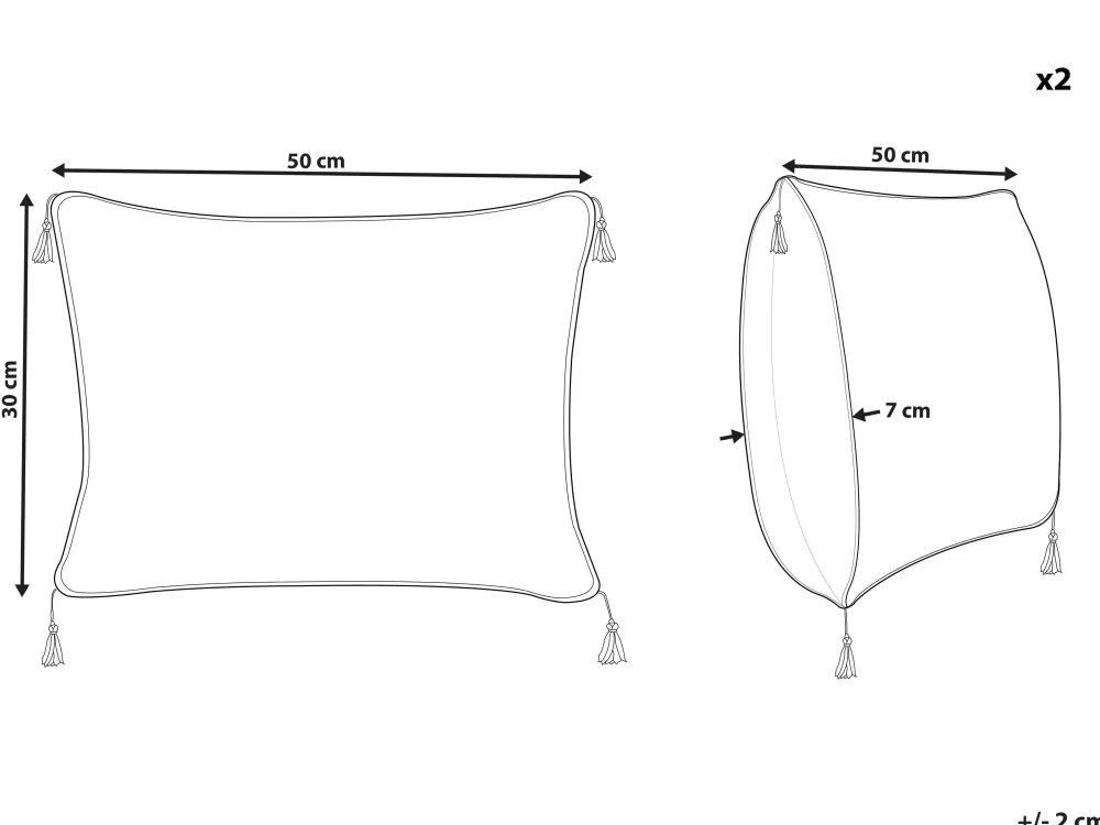 Cuscini Decorativi Eleganti Beliani - Set da 2, 30x50 cm, Schefflera in Tinta Unita Bianco e Nero, Stile Moderno