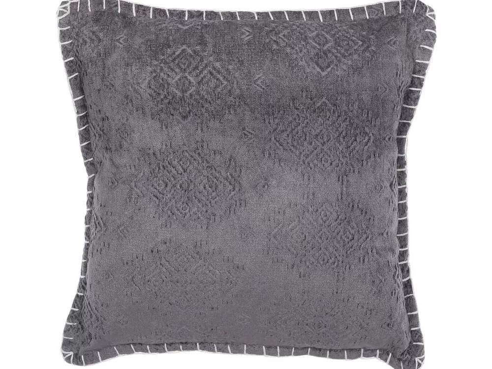 Beliani Cuscino Decorativo in Velluto Morbido Grigio con Motivo a Rilievo, 45x45 cm, Design Moderno per Arredamento Contemporaneo
