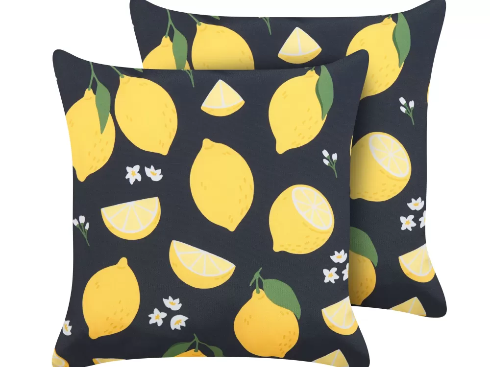 Cuscini decorativi in tessuto multifunzionale Beliani, misura 45x45 cm - Coppia elegante con motivo orchidea, perfetti per arredare camerette o salotti.