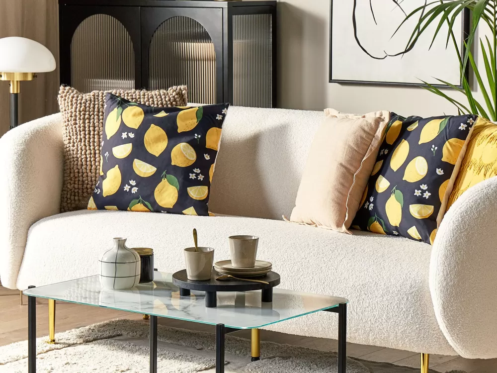 Cuscini decorativi in tessuto multifunzionale Beliani, misura 45x45 cm - Coppia elegante con motivo orchidea, perfetti per arredare camerette o salotti.