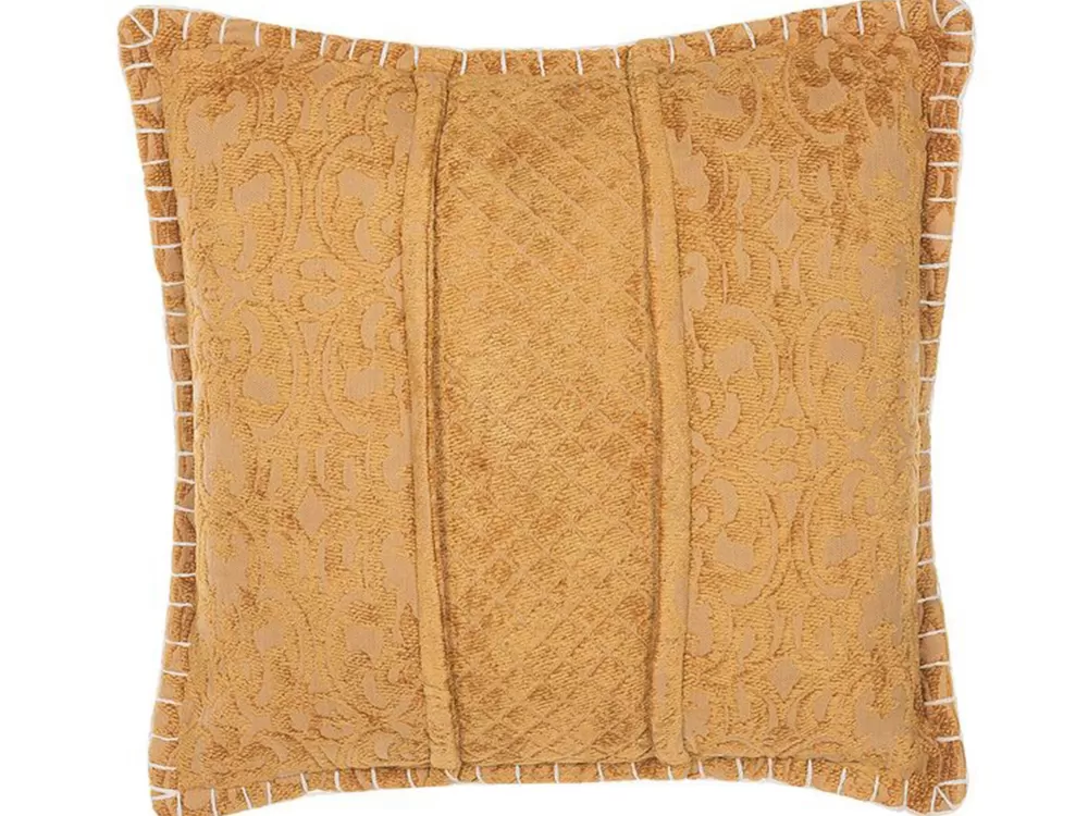 Cuscino decorativo Beliani in tessuto premium con motivo a rilievo - Formato quadrato 45x45 cm, tonalità giallo sole - Ideale per arricchire divani e letti