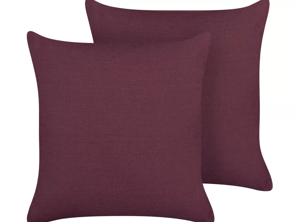 Cuscino Decorativo Beliani in Lino Viola Elegante - Set da 2 Sagina 45x45 cm per Arredamento Moderno