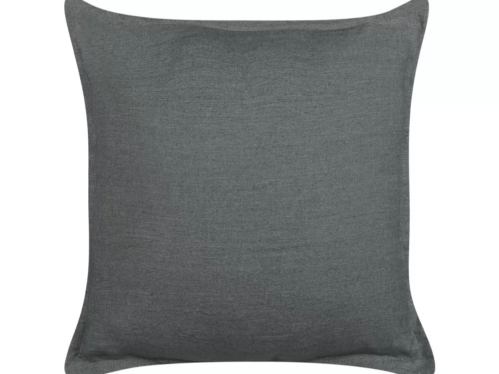 Beliani Cuscino Decorativo in Lino Grigio Antracite 45x45 cm, Coppia da 2 - Stile Subulata per Arredamento Moderno