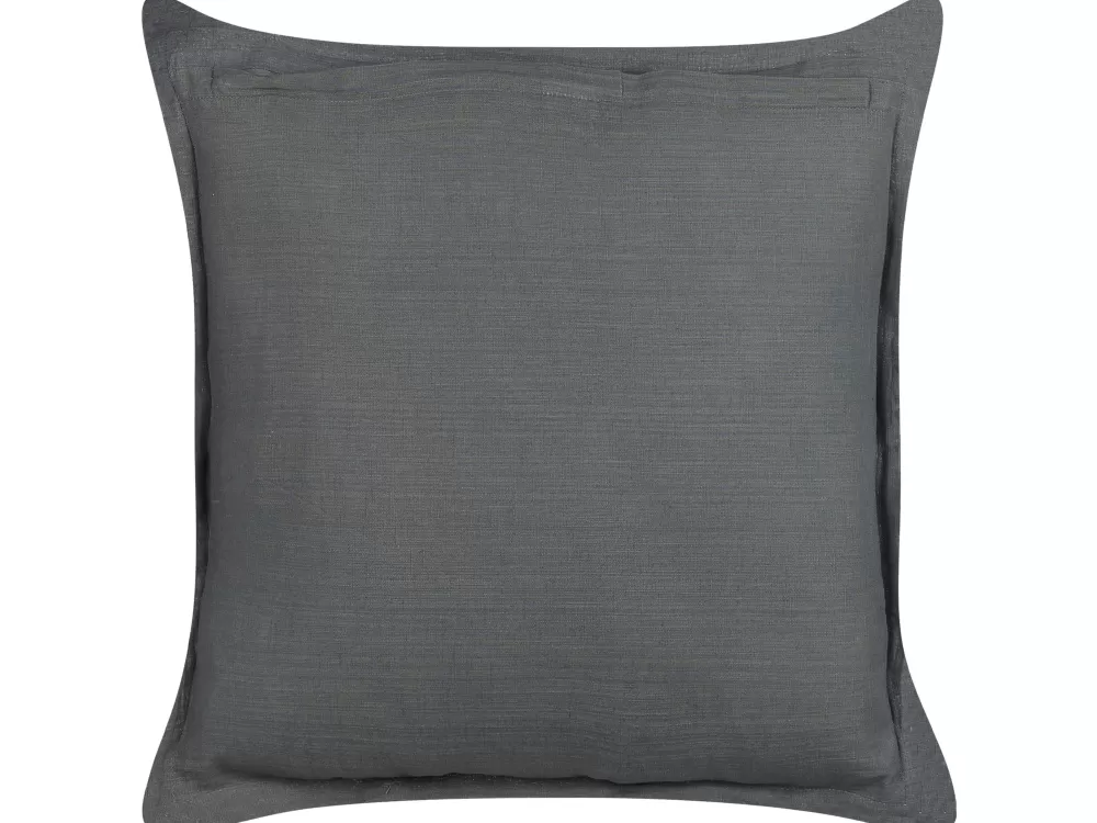 Beliani Cuscino Decorativo in Lino Grigio Antracite 45x45 cm, Coppia da 2 - Stile Subulata per Arredamento Moderno