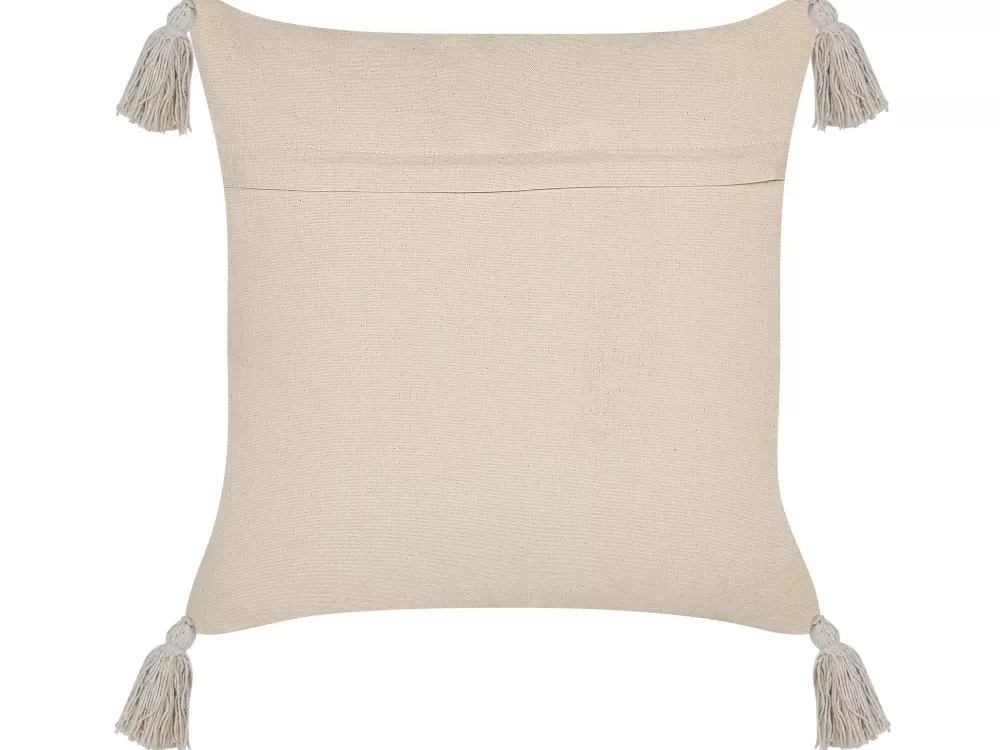 Cuscino Decorativo Elegante in Cotone - Doppia Tonalità Beige e Bordeaux, 45x45 cm - Design Euphorbia by Beliani