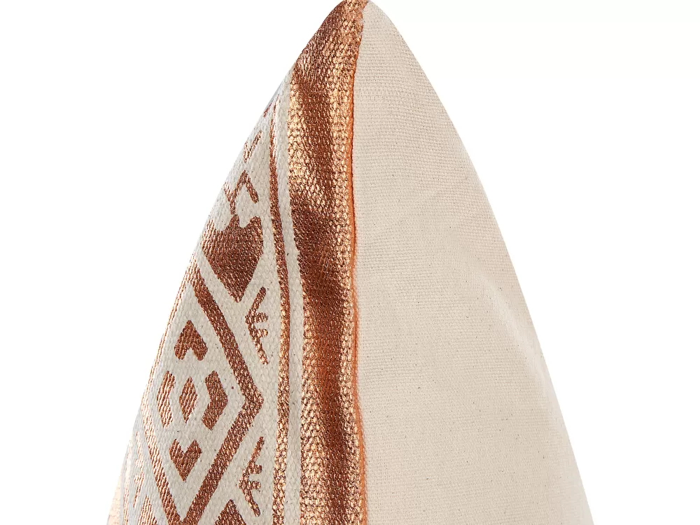 Beliani Cuscino Decorativo in Cotone Rame con Motivo Geometrico - 50x50 cm Collezione Oujda