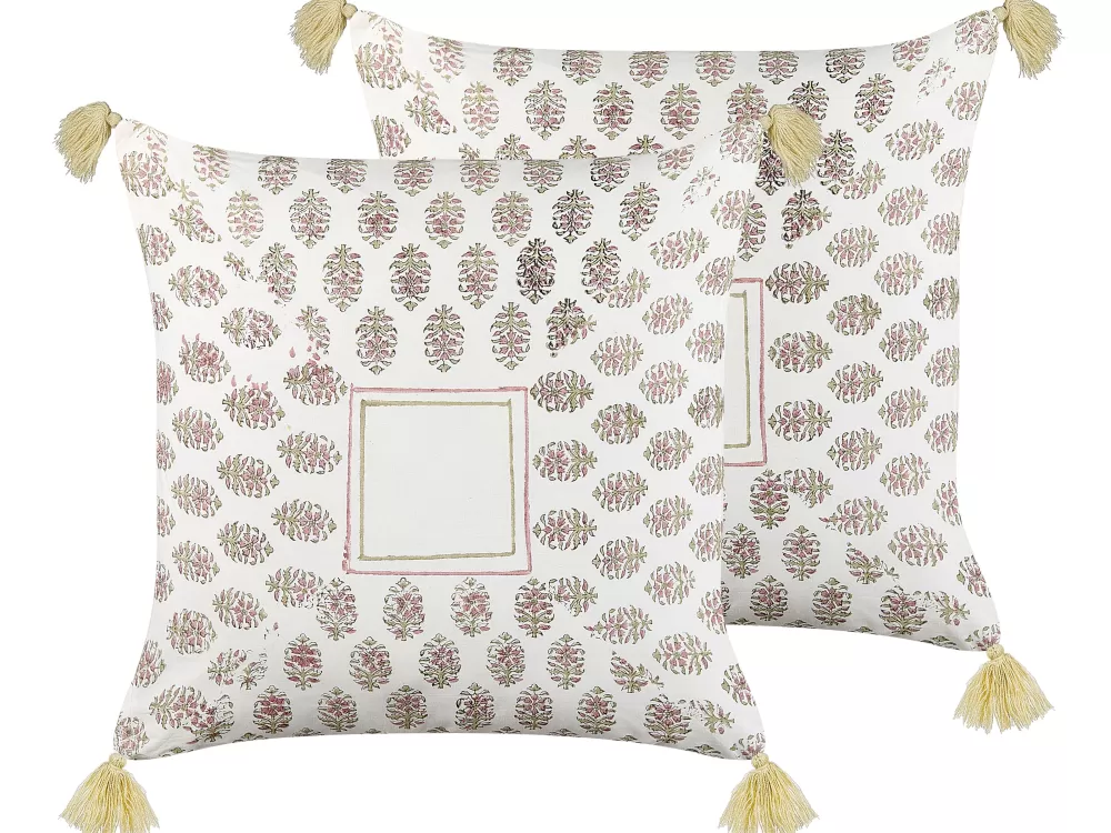 Beliani Cuscini Decorativi in Cotone - Coppia Morbida 45x45 cm, Design Setosa per Salotto