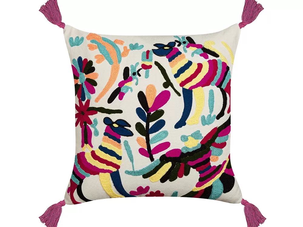 Beliani Cuscino Decorativo in Cotone - Stampa Fantasia 50x50 cm, Morbido e Multicolore (Offerta Temporanea)