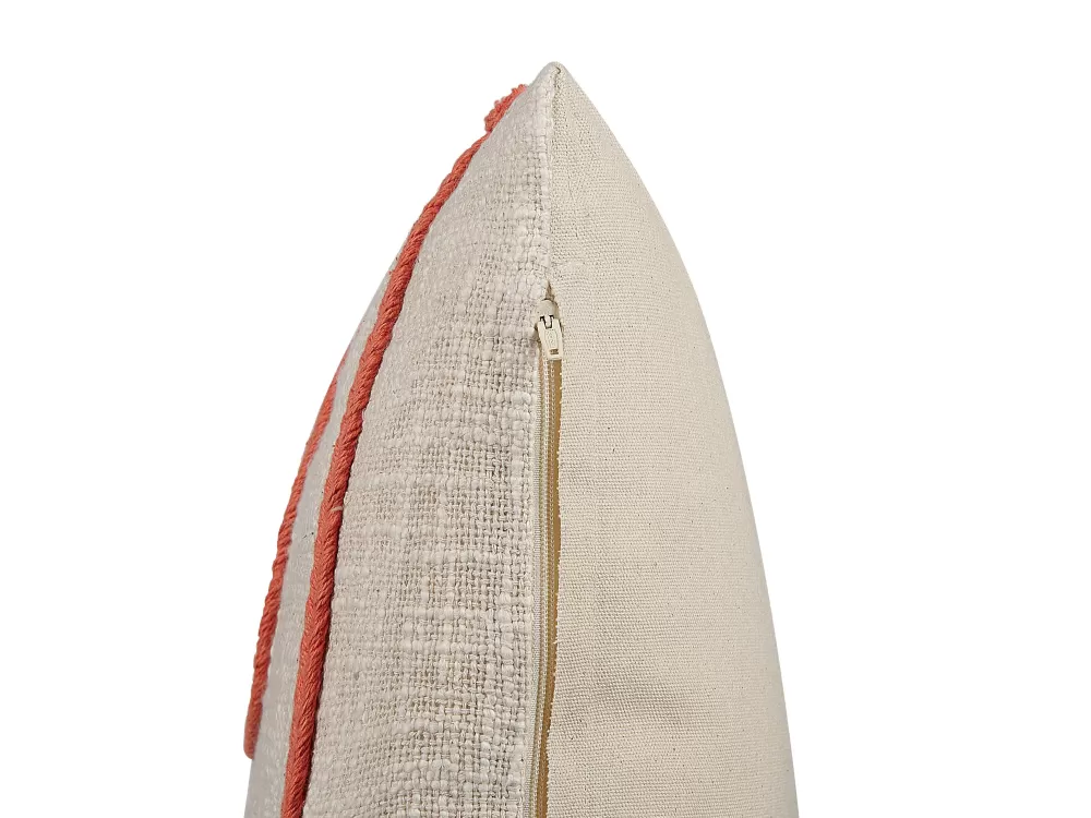 Beliani Offerta Speciale: Coppia di Cuscini Decorativi in Cotone 45x45 cm - Beige Sabbia e Corallo, Confezione da 2 - Linea Pleione