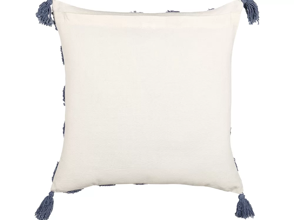 Beliani Cuscino Decorativo in Cotone Beige Chiaro e Blu 45x45 cm - Design Jacaranda