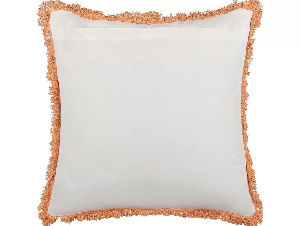 Cuscino Decorativo Beliani in Cotone - Bianco e Arancione, 45x45 cm - Linea Sativus per Stile Fresco e Accogliente