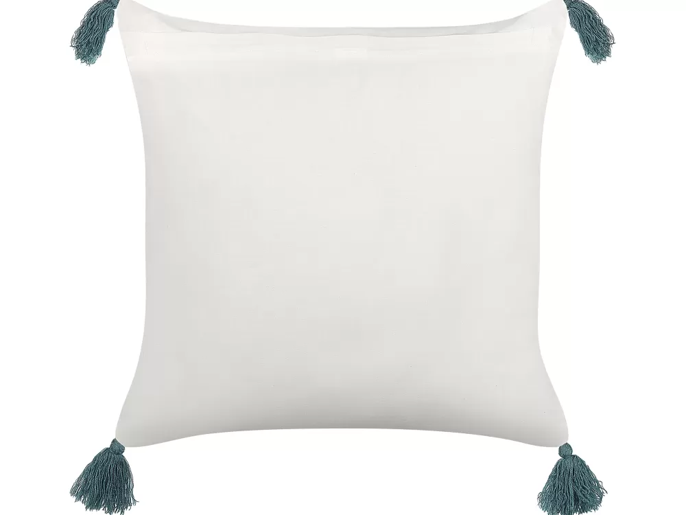 Cuscini Decorativi Beliani in Cotone Bianco e Blu, 45x45 cm - Set da 2 Pezzi Linea Cornus in Promozione