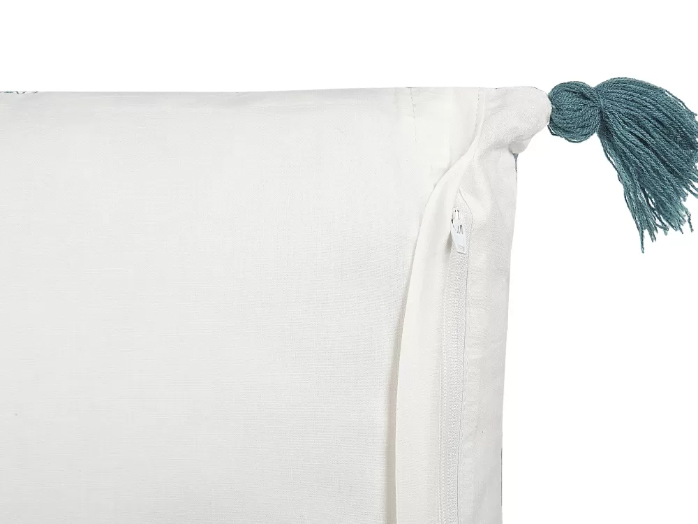Cuscini Decorativi Beliani in Cotone Bianco e Blu, 45x45 cm - Set da 2 Pezzi Linea Cornus in Promozione