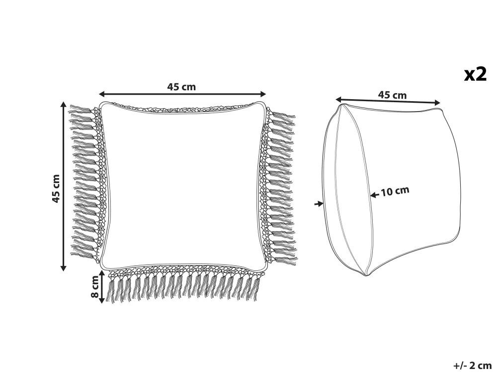 Beliani Federe Decorativo Cotone Bianco/Blu 45x45cm Set da 2 - Design Minimalista Pallida