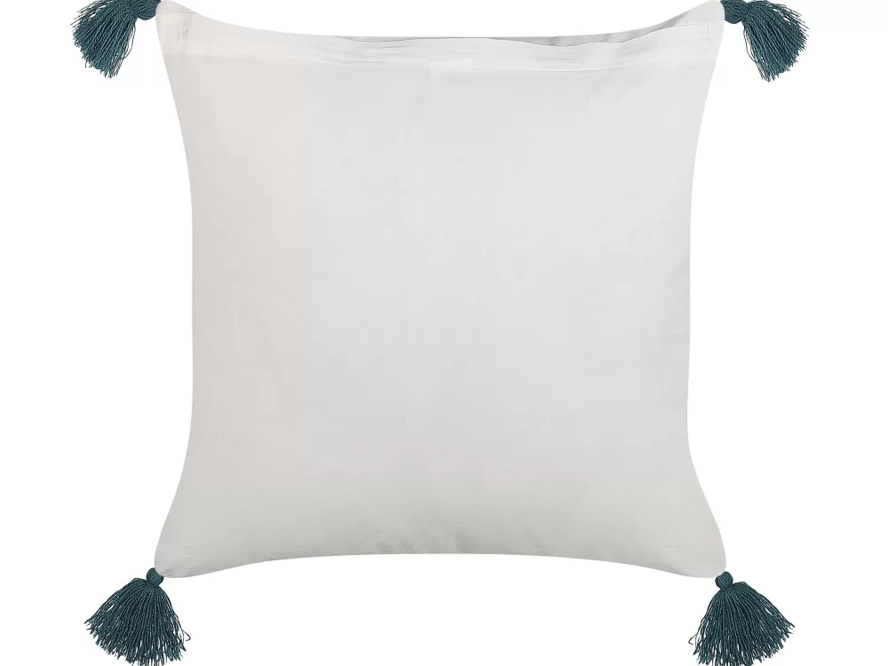 Cuscini Decorativi Beliani in Puro Cotone - Bianco e Blu - 45x45 cm (Coppia di 2) Stilizzati per Arredamento Moderno

：
1. (