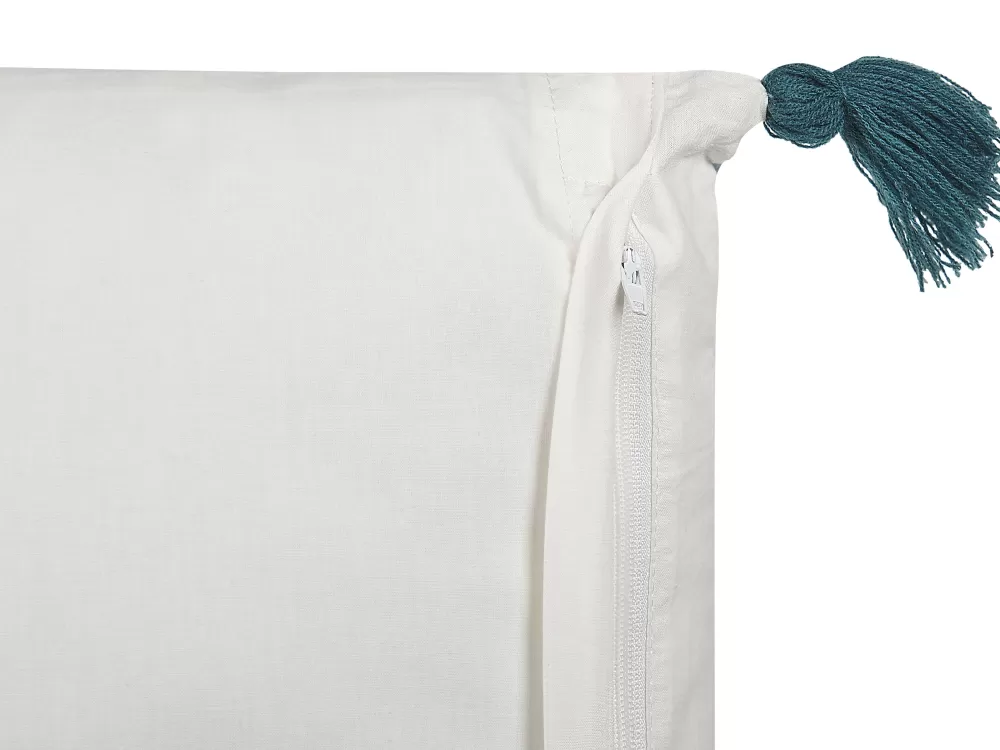 Cuscini Decorativi Beliani in Puro Cotone - Bianco e Blu - 45x45 cm (Coppia di 2) Stilizzati per Arredamento Moderno

：
1. (