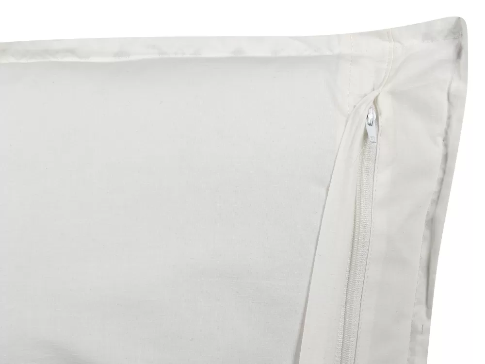 Beliani Cuscino Decorativo in Cotone Naturale - Design Cordata con Ricamo Bianco e Blu Marino, Misura 45x45 cm