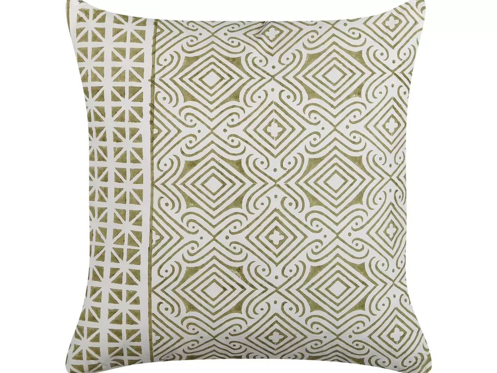 Cuscini decorativi Beliani in cotone - Coppia moderna verde/bianco 45x45 cm con design Larics