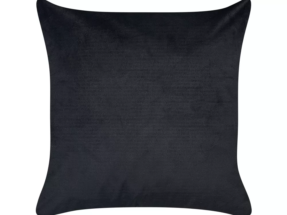Beliani Set 2 Cuscini in Velluto Nero 45x45 cm - Morbido Supporto per Divano con Design Contemporaneo

（：，