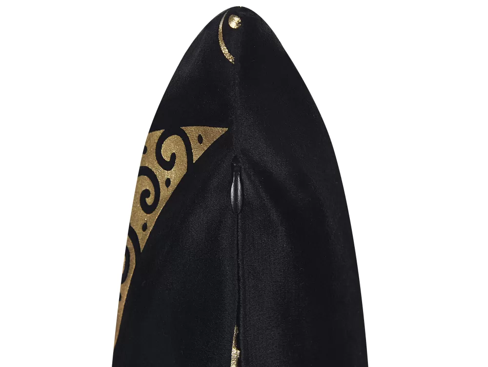 Cuscini Decorativi in Velluto Beliani - Coppia Lussuosa Nero/Oro 45x45 cm Collezione Ursinia