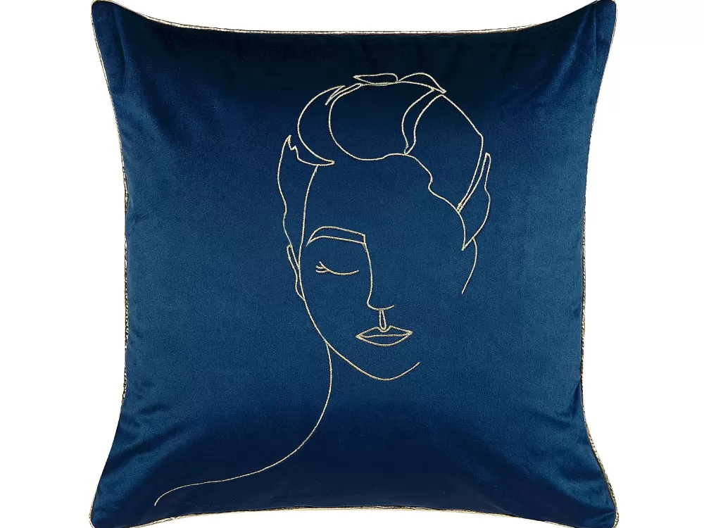 Beliani - Cuscino Decorativo in Velluto Blu Notte, 45x45 cm (Set da 2) - Stile Crocus per Arredo Moderno