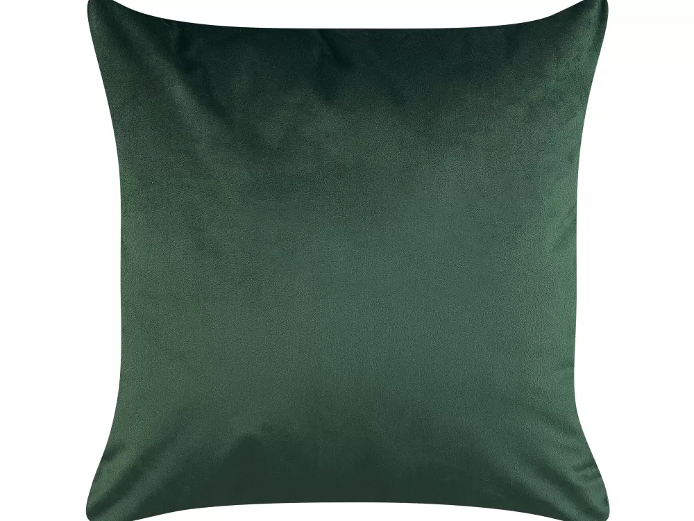Beliani Cuscini Decorativi in Velluto Morbido Verde Foresta 45x45 cm, Set da 2 con Disegno Monstera in Rilievo - Eleganza Moderna per il Tuo Divano