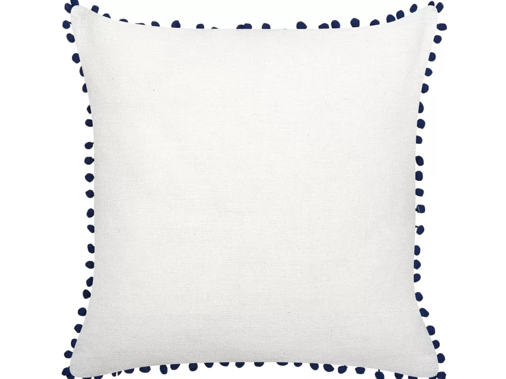 Beliani Federe Decorative Dente di Leone - Coppia 45x45 cm in Tinta Unita Blu/Bianco, Accoppiata Elegante per Divano