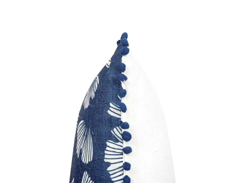 Beliani Federe Decorative Dente di Leone - Coppia 45x45 cm in Tinta Unita Blu/Bianco, Accoppiata Elegante per Divano