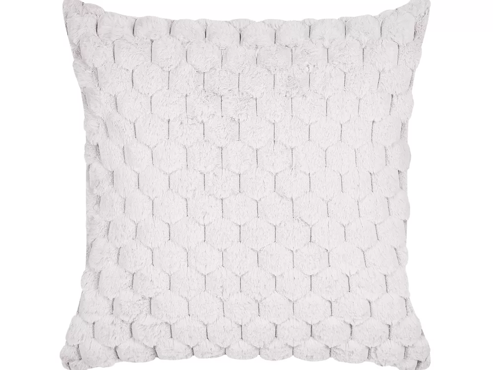 Beliani - Cuscino Decorativo in Morbida Pelliccia Sintetica, Bianco Avorio, 43x43 cm - Coppia di Cuscini Soffici, Linea Purslane