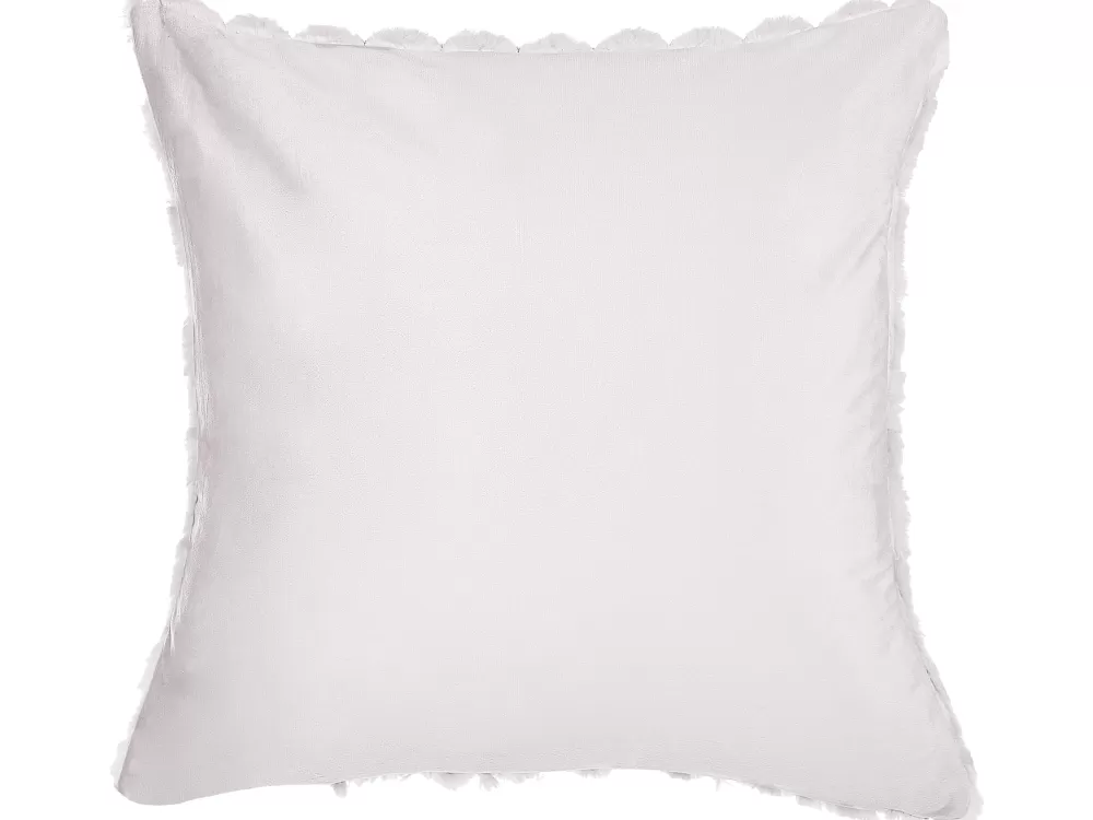 Beliani - Cuscino Decorativo in Morbida Pelliccia Sintetica, Bianco Avorio, 43x43 cm - Coppia di Cuscini Soffici, Linea Purslane