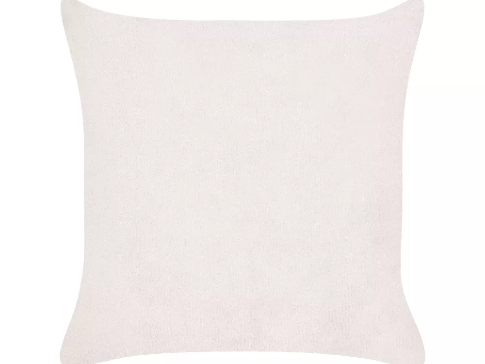 Cuscino decorativo Beliani in tessuto naturale - Confezione da 2 pezzi 43x43 cm, bianco puro con rifiniture in velluto e miglio (Promozione outlet).

（，，，）