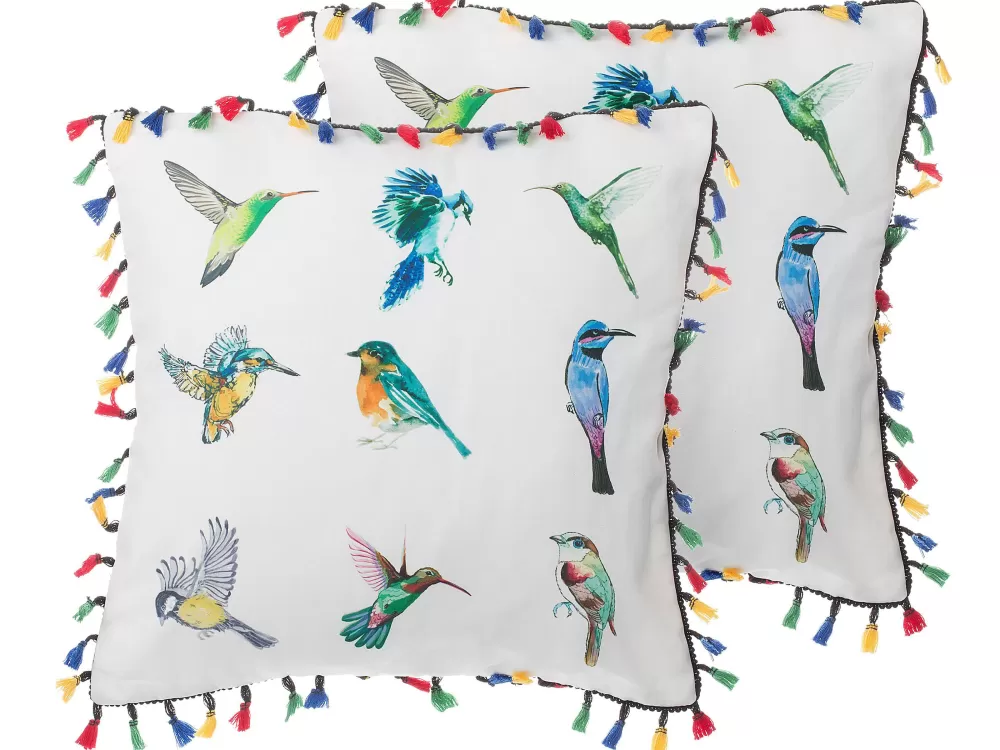 Cuscini Decorativi Morbido Mallow Bianco 45x45 cm - Confezione da 2 Pezzi, Hot Beliani