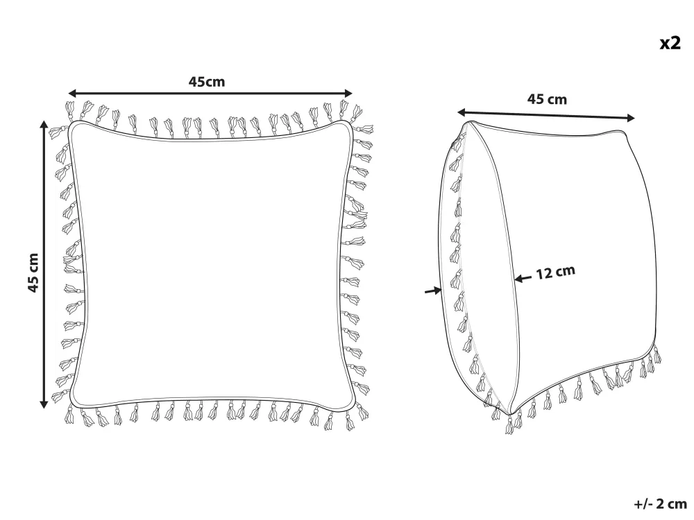 Cuscini Decorativi Morbido Mallow Bianco 45x45 cm - Confezione da 2 Pezzi, Hot Beliani