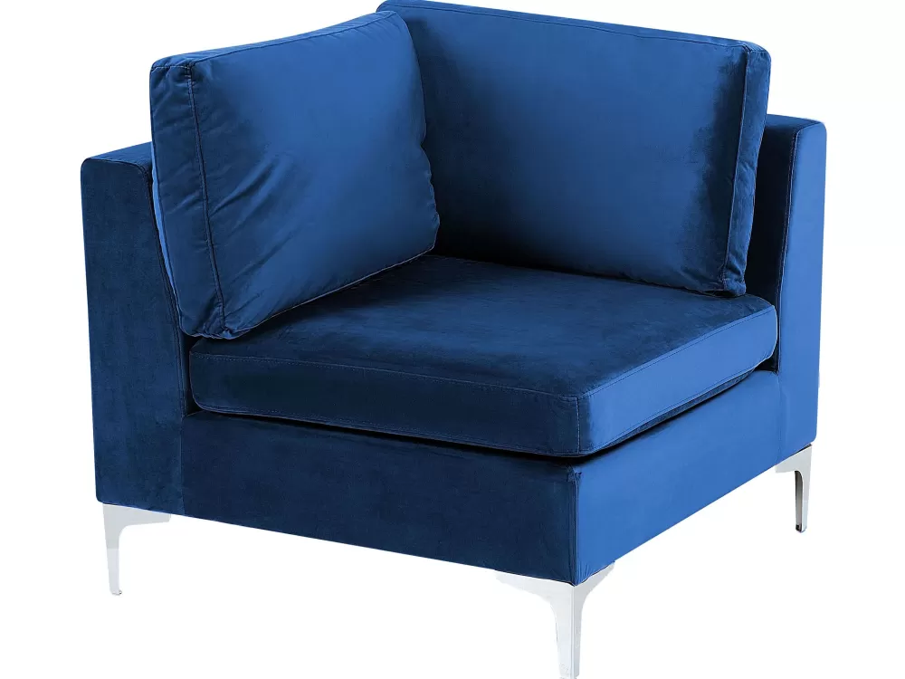 Beliani Promo: Modulo Angolare in Velluto Confortevole, Design Contemporaneo Blu Marina - Collezione Evja
