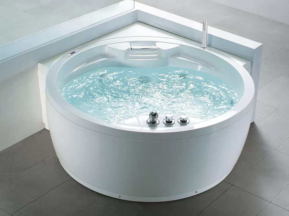 Beliani Milano Cabina Doccia Angolare con Luci LED e Altoparlante Bluetooth - Vasca Moderna in Bianco 150x114 cm, Comfort Innovativo per Bagno Elegante