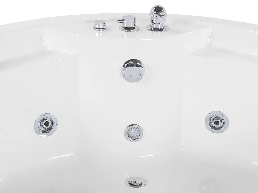 Beliani Milano Cabina Doccia Angolare con Luci LED e Altoparlante Bluetooth - Vasca Moderna in Bianco 150x114 cm, Comfort Innovativo per Bagno Elegante